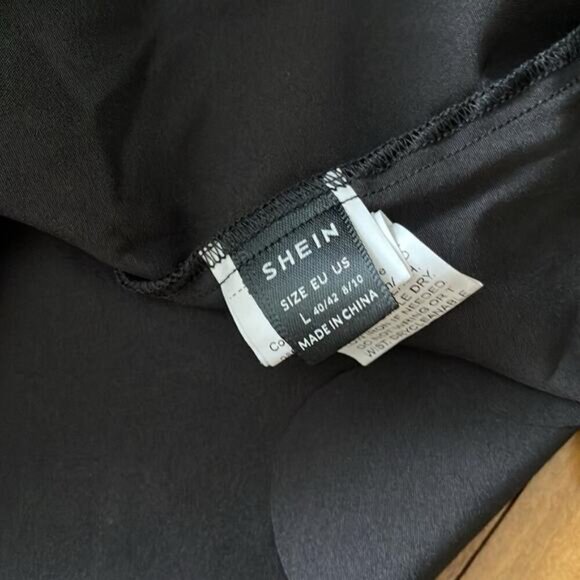 Shein Black Scalloped Hem Slip Dress Size L - Picture 4 of 4